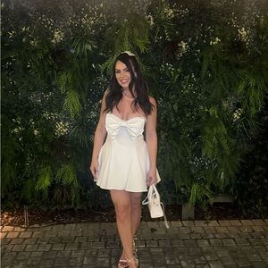 White Mini Dress with Bow